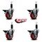 Service Caster 3.5'' Red Poly Swivel 1-1/8'' Expanding Stem Caster Set with Brake, 4PK SCC-EX20S3514-PPUB-RED-PLB-118-4 - alternate 3